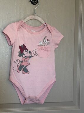 Disney Pink Minnie Mouse Bodysuit with Floral Pocket